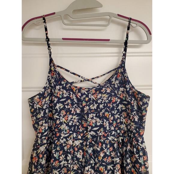 Women's Maurices Navy Floral Boho Crochet V-Neck Flowy Sundress | Size Small - Picture 6 of 11